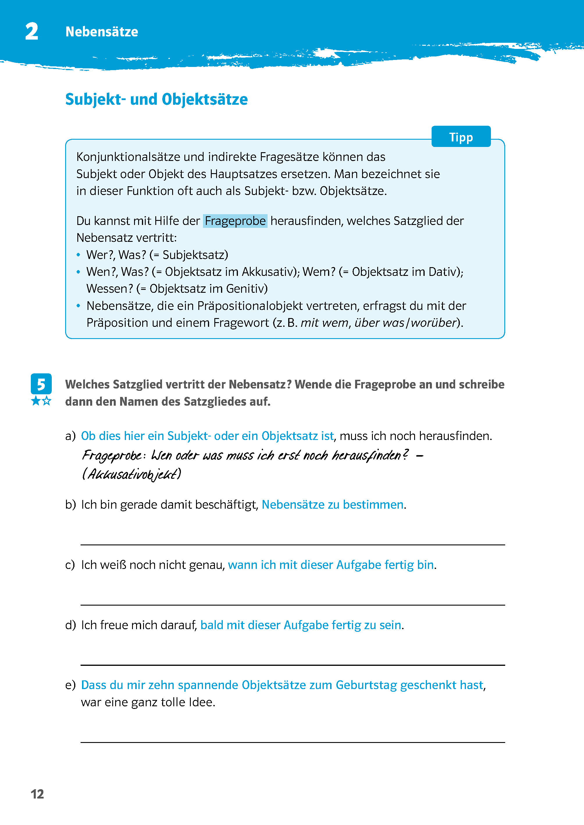 Klett 10-Minuten-Training Deutsch Grammatik Haupt- und Nebensätze 5.-7. Klasse
