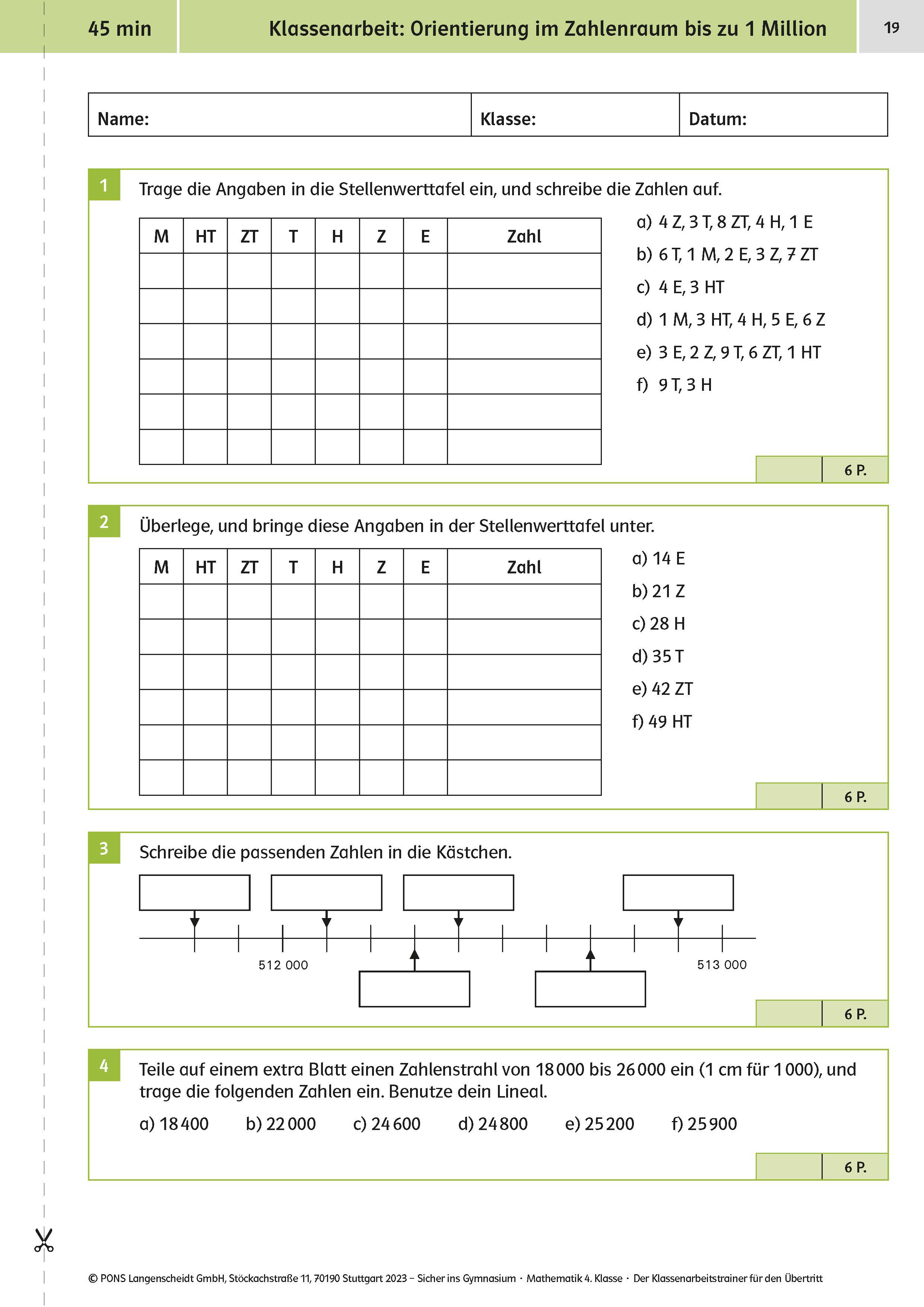 Klett Sicher ins Gymnasium: Klassenarbeitstrainer für den Übertritt Mathematik 4. Klasse