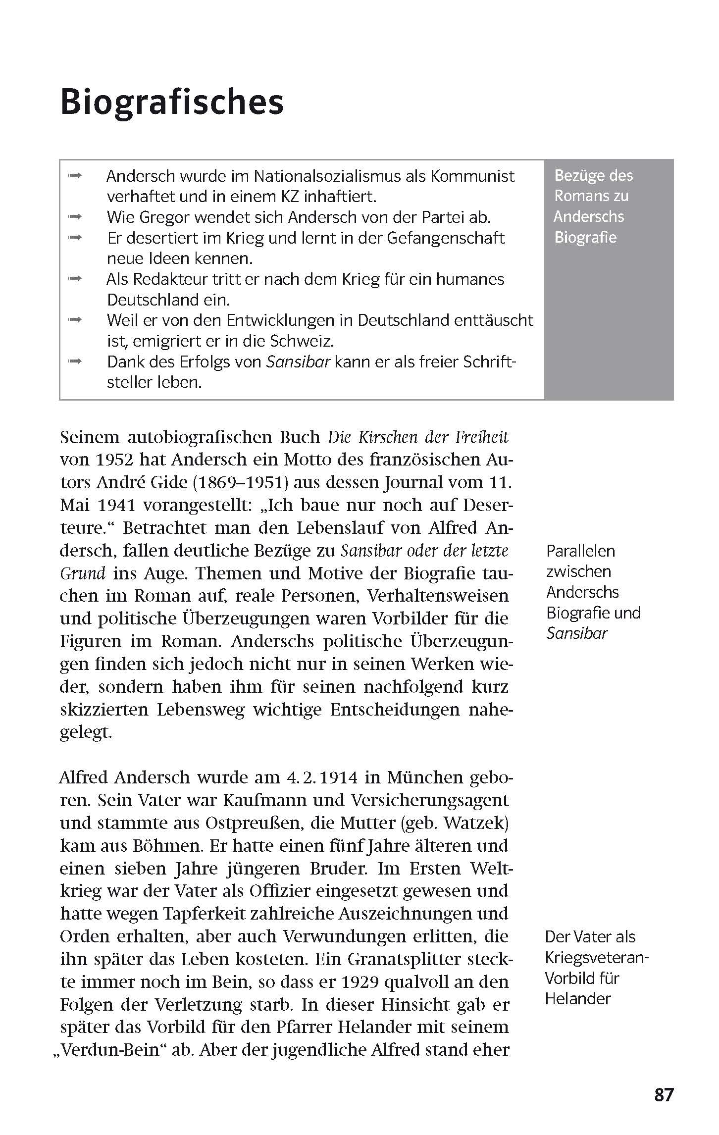 Klett Lektürehilfen Alfred Andersch, Sansibar oder der letzte Grund