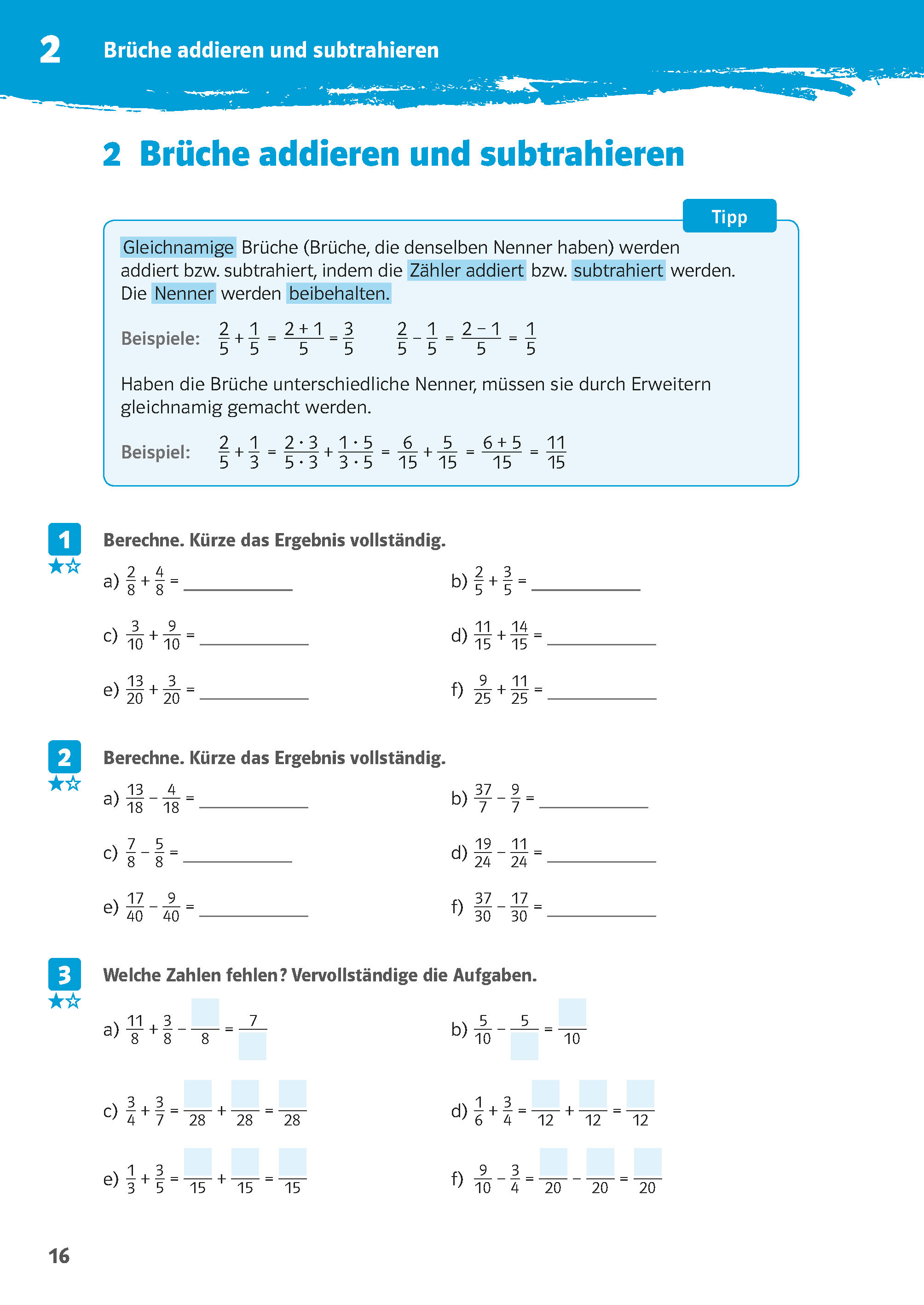 Klett 10-Minuten-Training Mathematik Rechnen mit Brüchen 5./6. Klasse