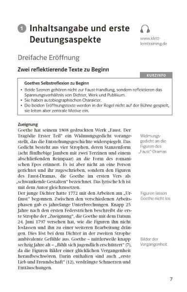 Klett Lektürehilfen Johann Wolfgang Goethe, Faust Der Tragödie Erster Teil